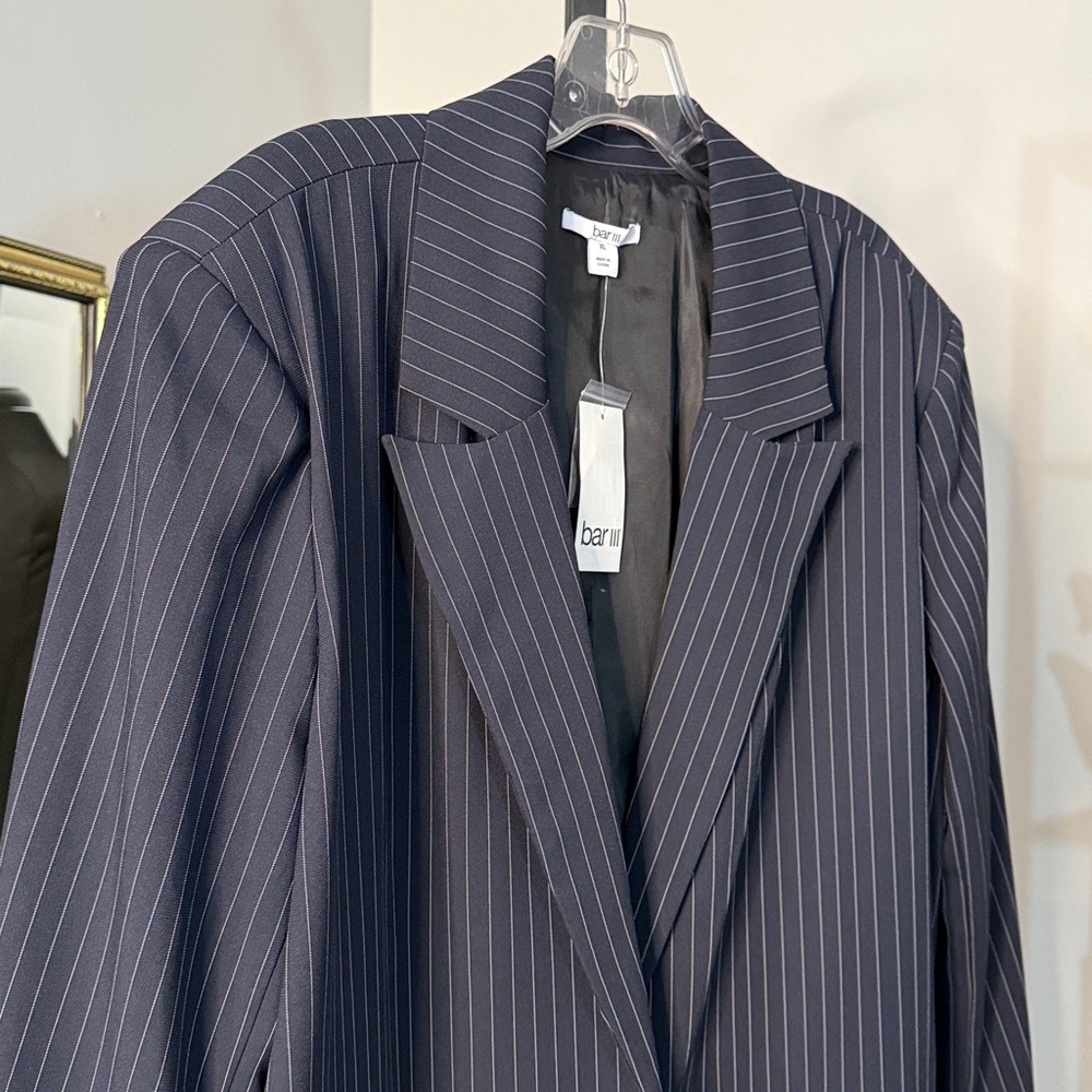 Bar III Navy Pinstripe Blazer